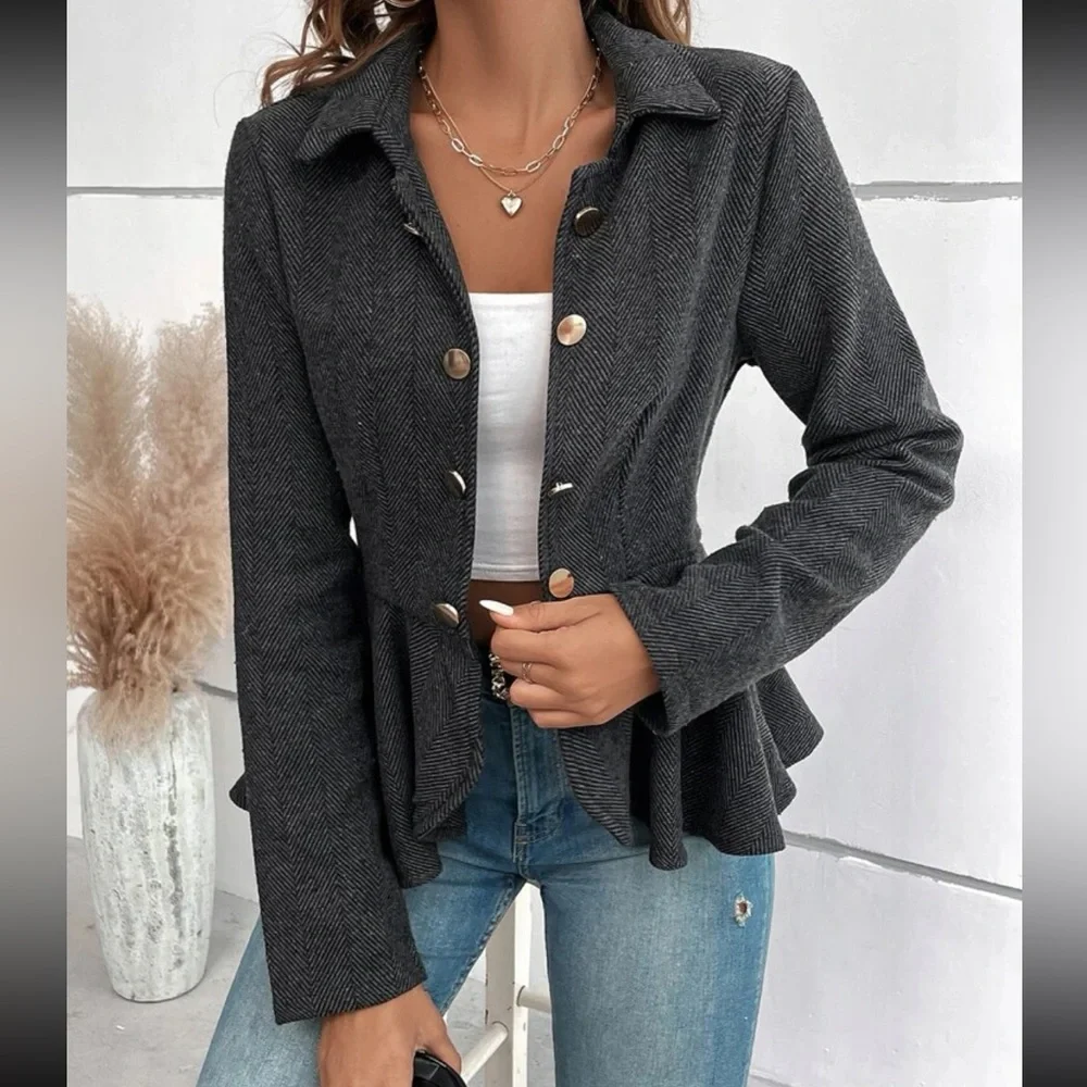 Classic‎ herringbone peplum jacket Holiday
